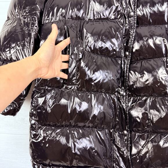 Zara Oversized Puffer Coat Glossy Shiny Jacket Size Medium Black Vogue Runway - Picture 7 of 16